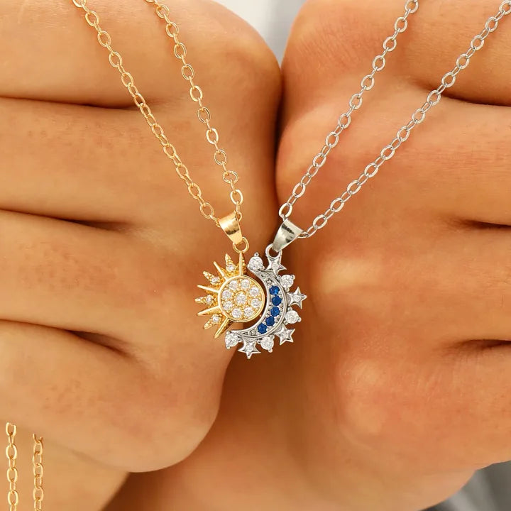 Stainless Steel Magnetic Sun Moon Couple Locket