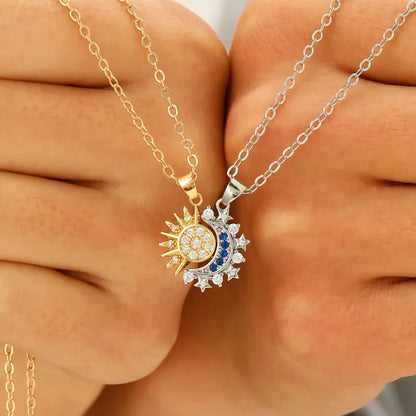 Stainless Steel Magnetic Sun Moon Couple Locket