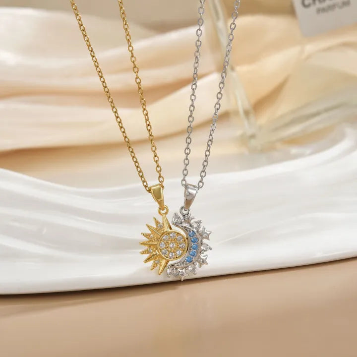 Stainless Steel Magnetic Sun Moon Couple Locket