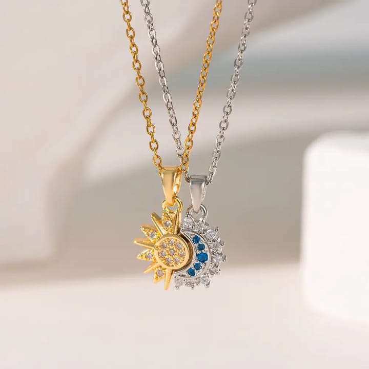 Stainless Steel Magnetic Sun Moon Couple Locket